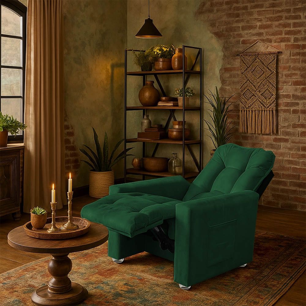 Poltrona Cadeira Vitória Papai E Mamãe Com Encosto Macio Para Sala De Descanso Verde