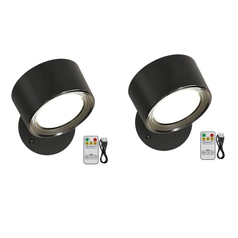 Luminaria Arandela LED 3 Tons USB Kit 2 uni Bateria Recarregavel Controle Parede Mesa Quarto Leitura Trabalho Iluminaçao