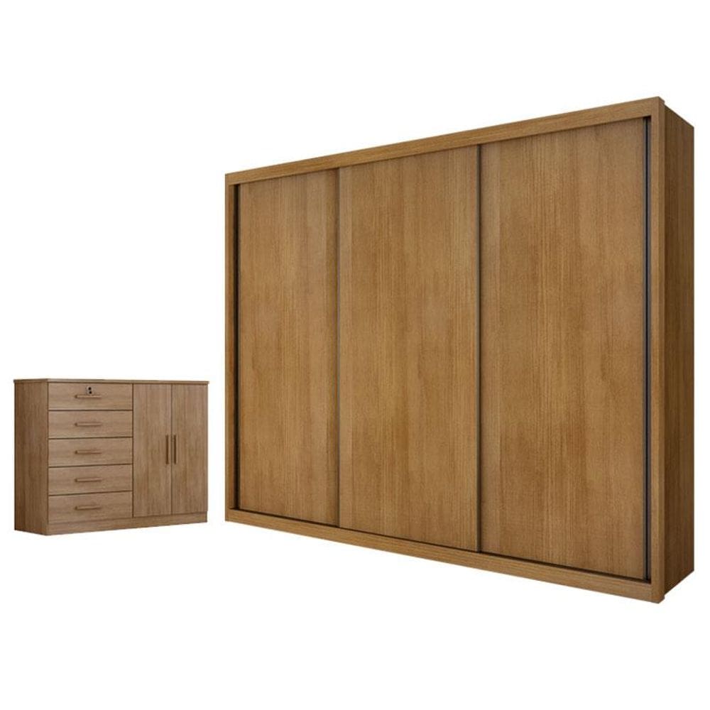 Guarda Roupa Casal Palazzo e Cômoda Seul Cumaru 23 - Novo Horizonte