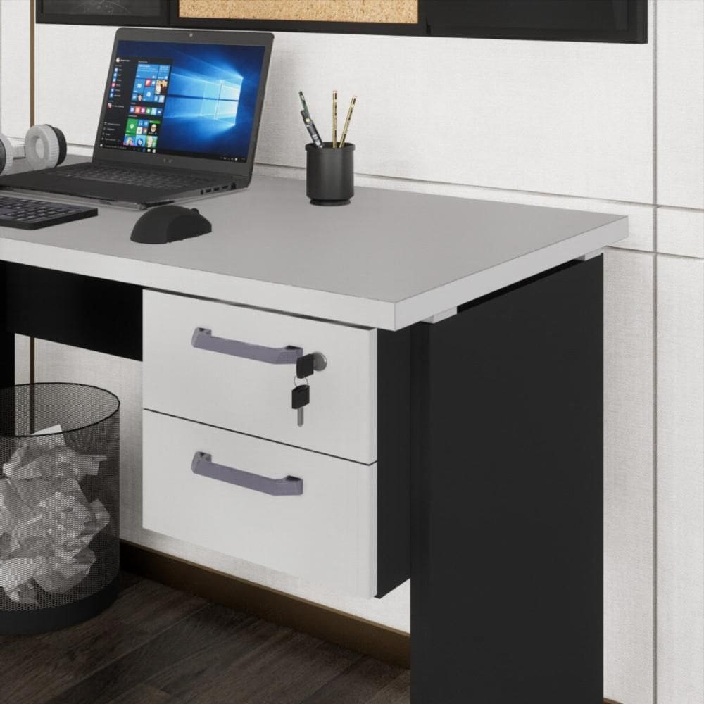 Gaveteiro para Mesa de Escritório 33cm com Chave 2 Gavetas Multimóveis CR25304
