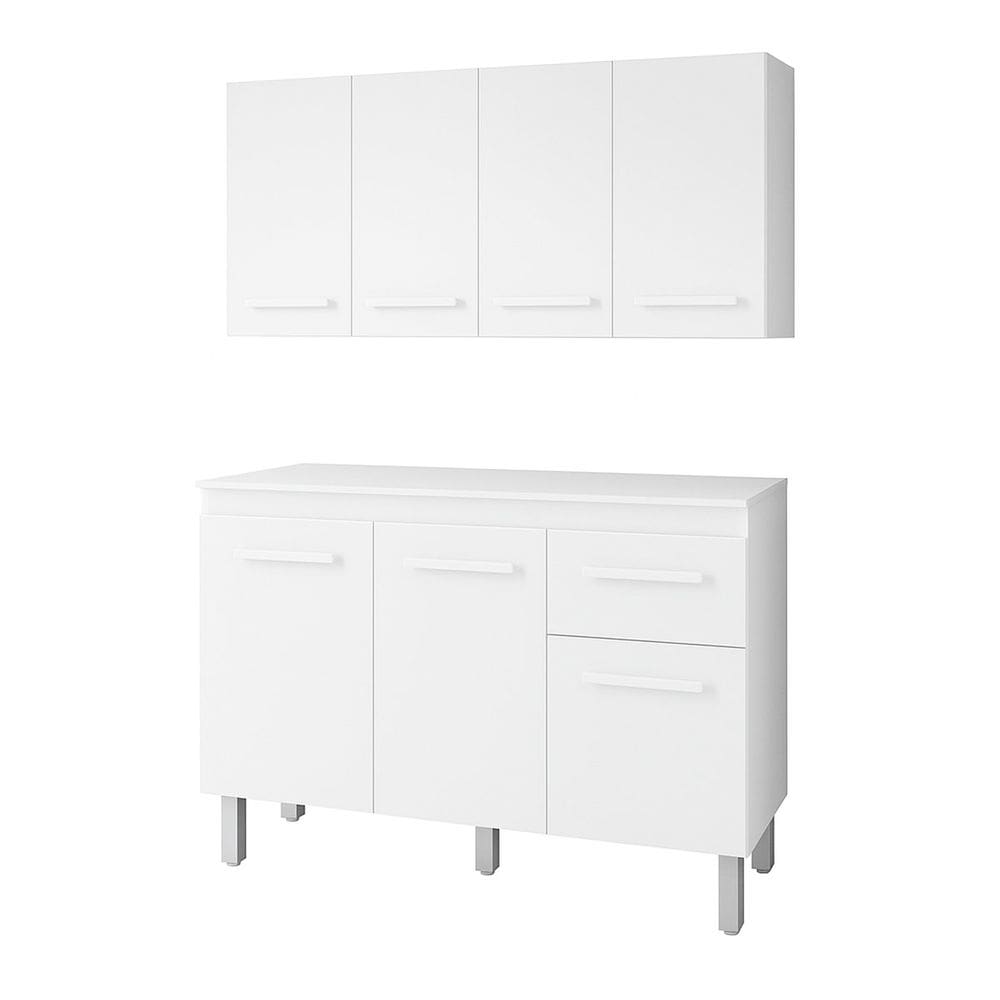 Armário Aéreo 4 Portas e Balcão 3 Portas 120 cm Vitoriana