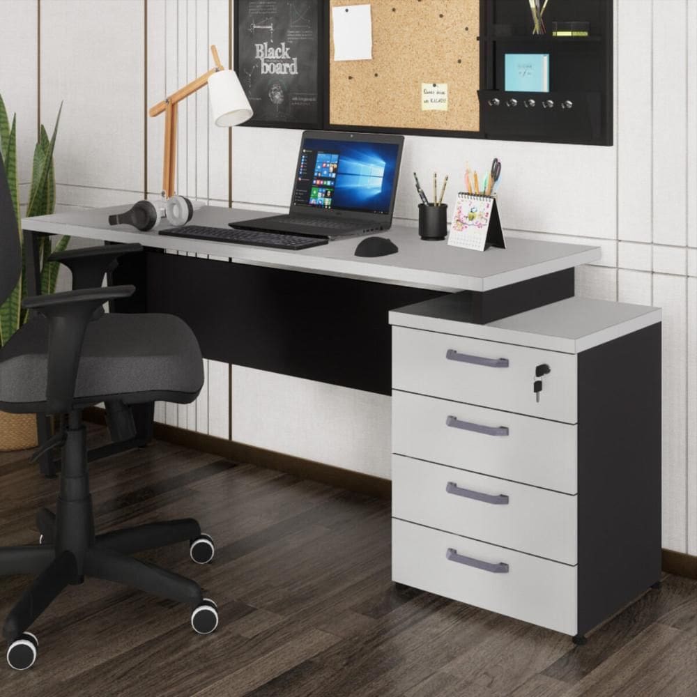 Escrivaninha Mesa Escritório Extensível 150cm 4 Gavetas Flex Multimóveis CR25325