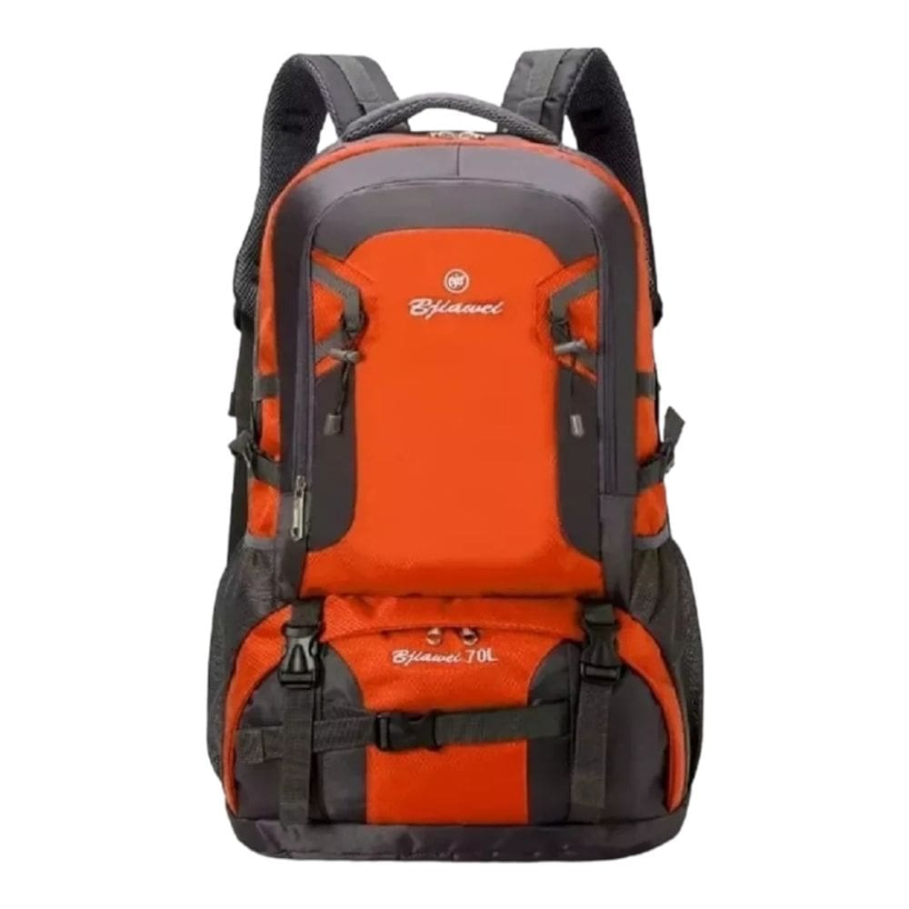Mochila de acampamento ao ar livre impermeável de nylon 70L para homens e mulheres