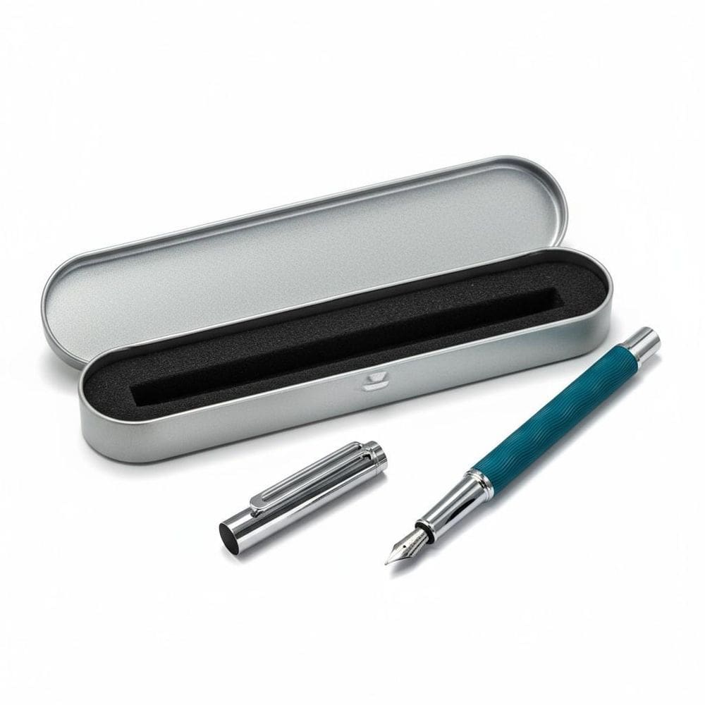 Caneta Tinteiro Executiva Pena Verde Caixa Metal 0,5Mm Luxo