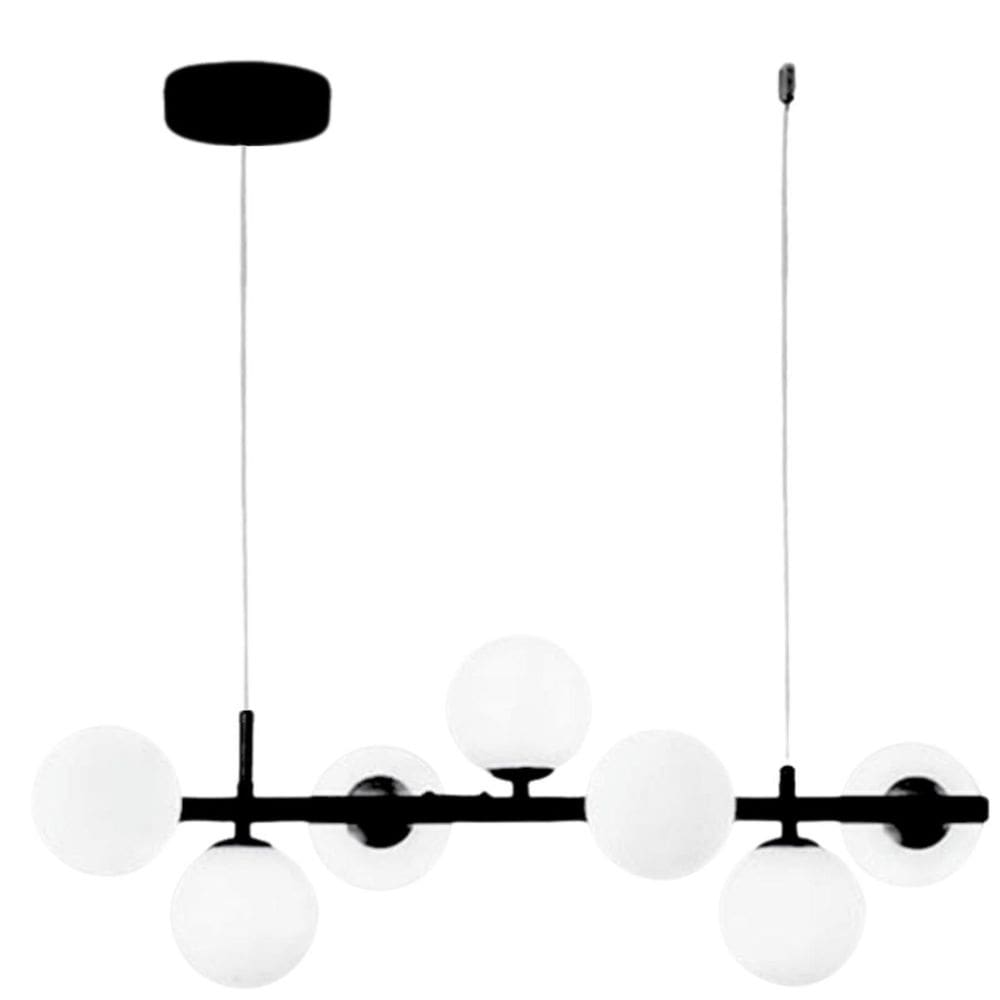 Luminária Lustre 80Cm Jabuticaba 7 Globos Vidro Pendente