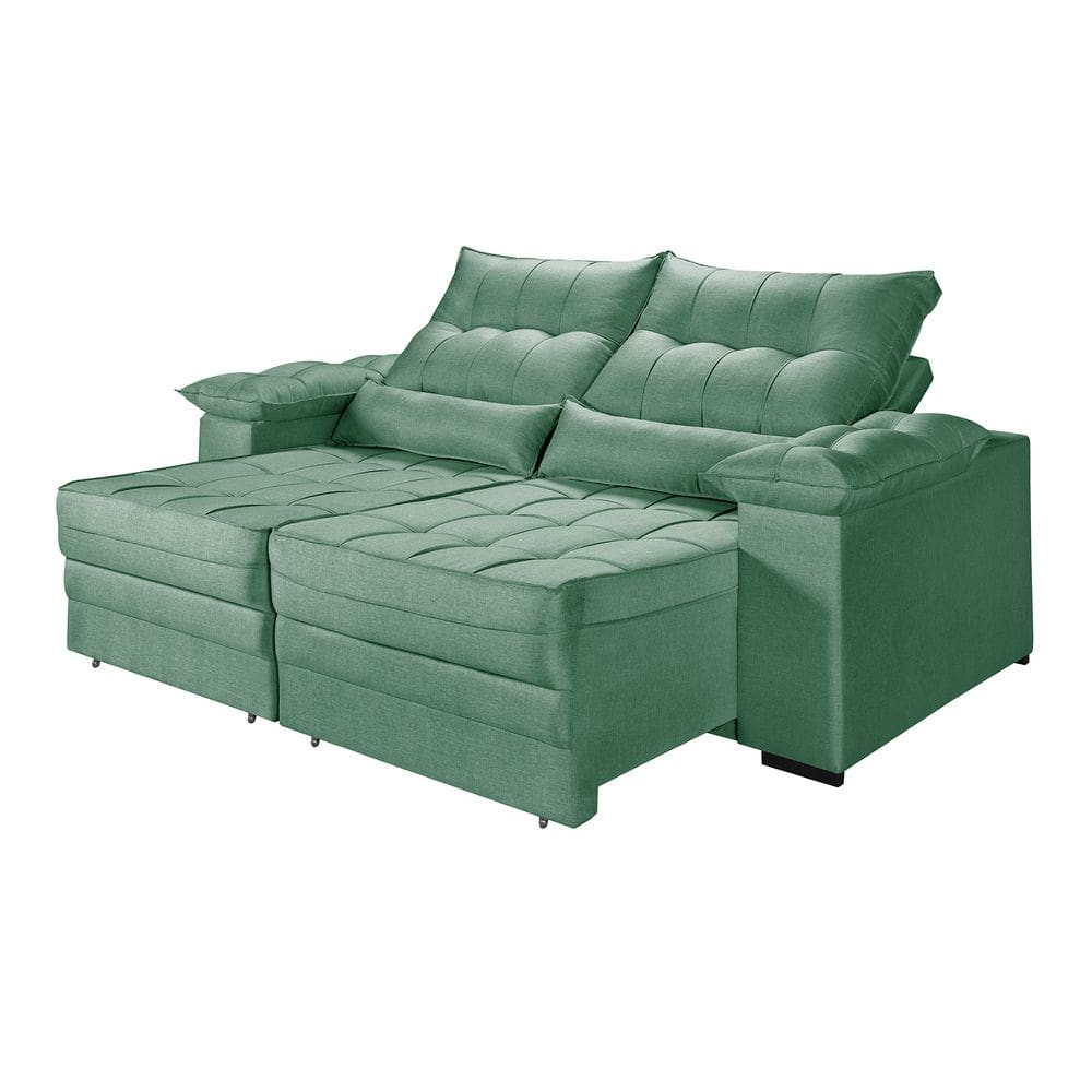 Sofá Retrátil e Reclinavel Cancun 3 Lugares em Linho Braços Almofadados