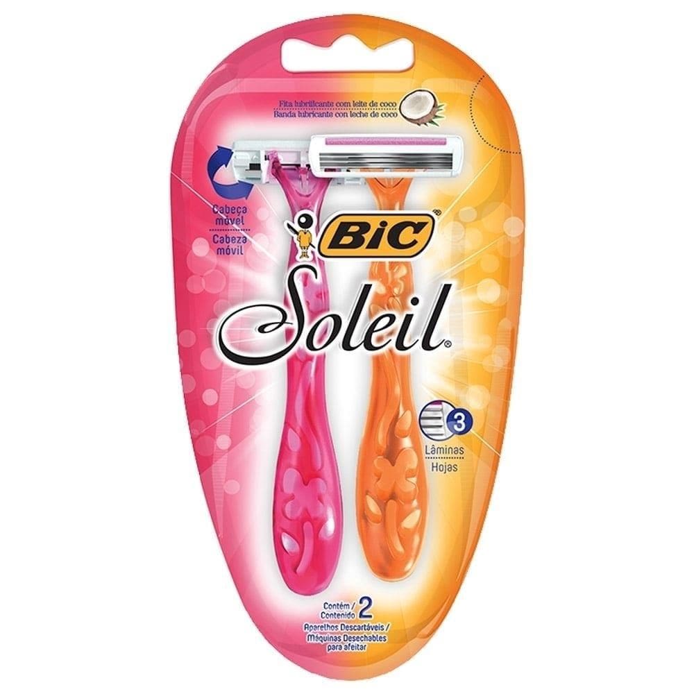 Aparelho de Depilação Bic Soleil Feminino Corpo Rosa e Laranja - 12 Embalagens com 2 Unidades