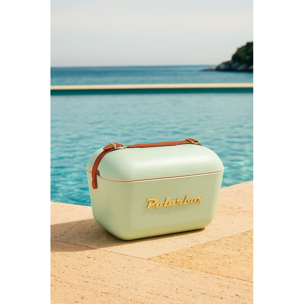 Bolsa Térmica Cooler Retrô Com Alça Em Couro 20 Litros  - Verde Oliva