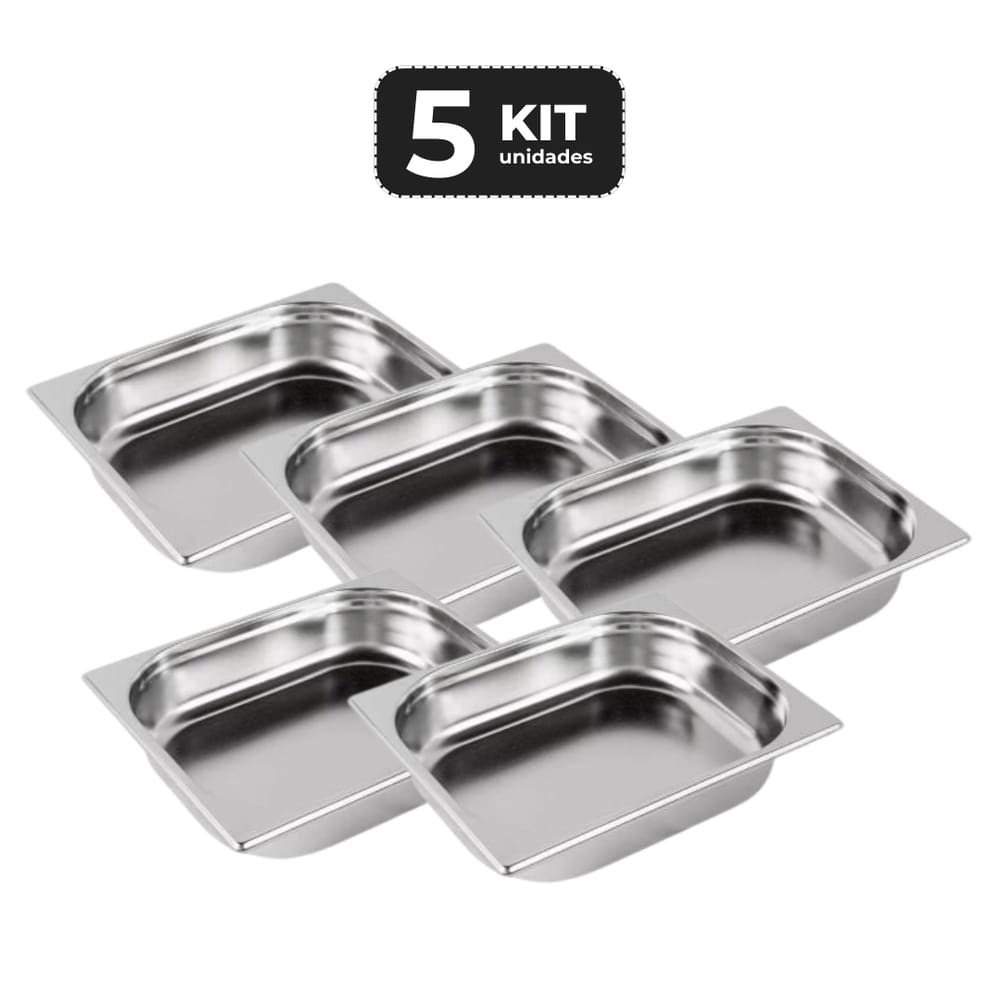 Kit 5 Cuba Sem Alca Inox 1/2 Gn 65 Para Buffet