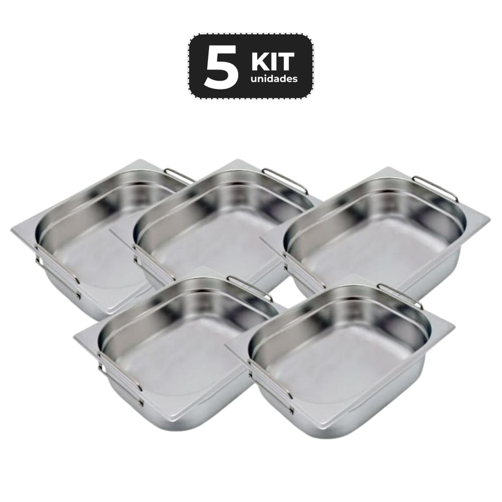 Kit 5 Cuba Com Alca Inox 1/2 Gn 100 Para Buffet