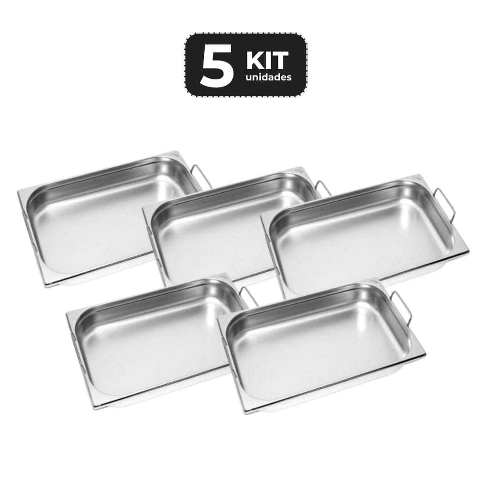Kit 5 Cuba Com Alca Inox 1/2 Gn 65 Para Buffet