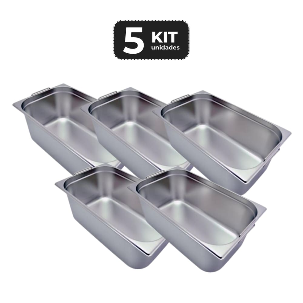 Kit 5 Cuba Com Alca Inox 1/1 Gn 150 Para Buffet