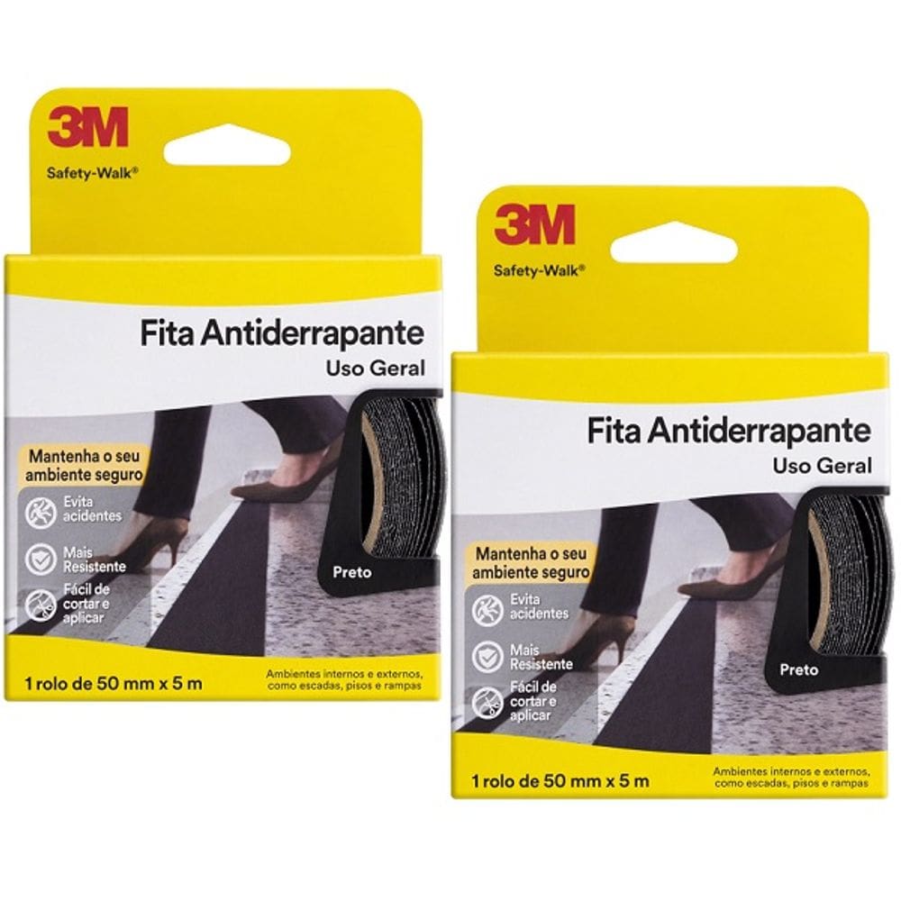 Kit com 2 Fita Antiderrapante Safety WALK Preto 50MM X 5M
