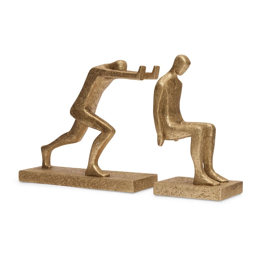 Aparador de Livros Pessoas em Poliresina Dourada 21323 Mart