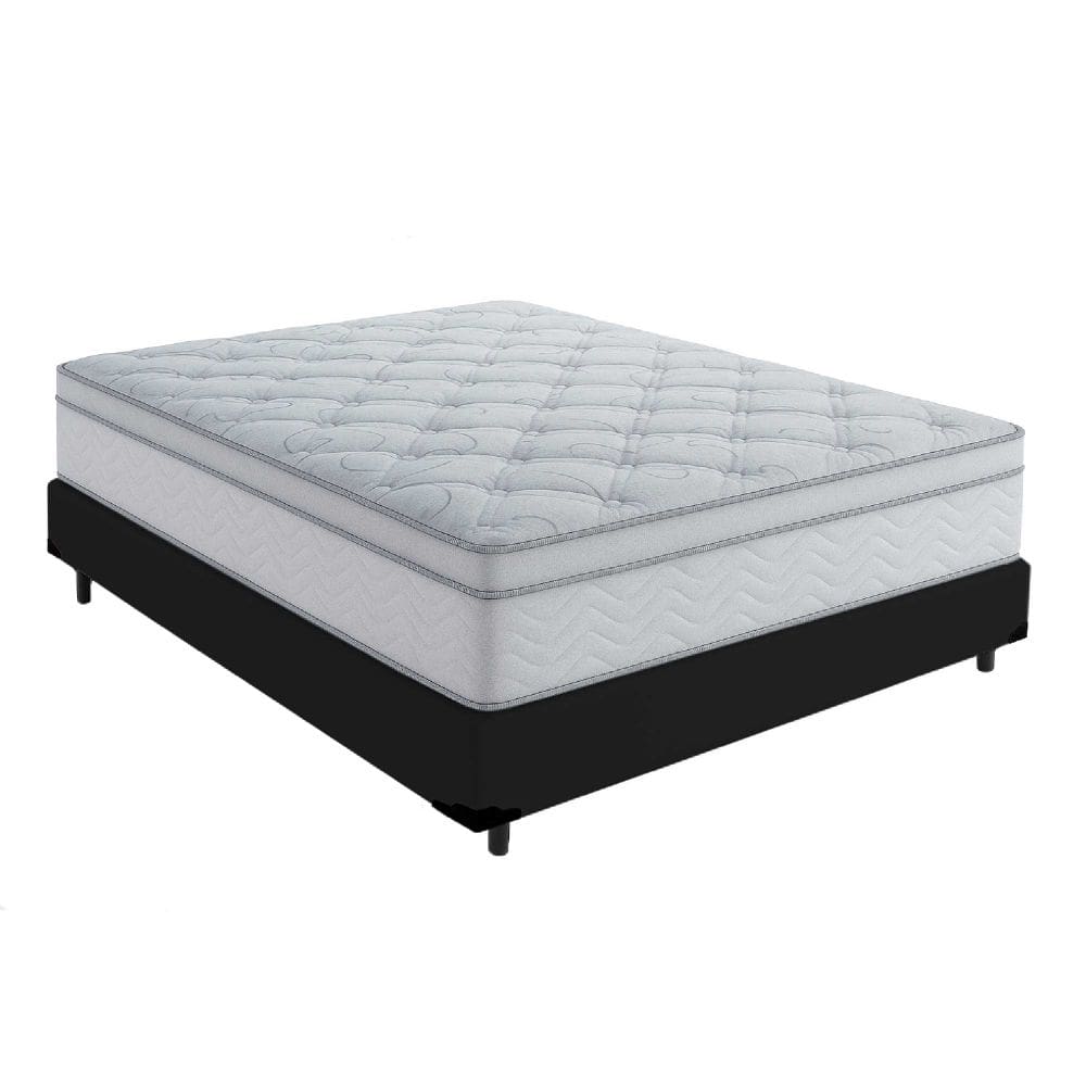 Cama Box Viúva 128 Tecido Sintetico Preto Com Colchão Toronto Molas Ensacadas Branco D33