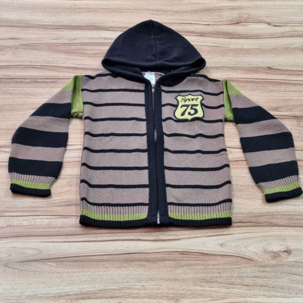 Jaqueta Masculina Infantil Inverno Capuz Marrom 4