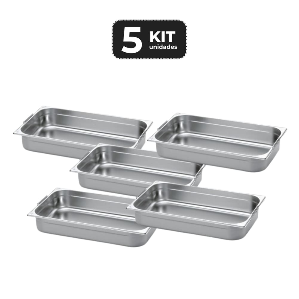 Kit 5 Cuba Com Alca Inox 1/1 Gn 100 Para Buffet
