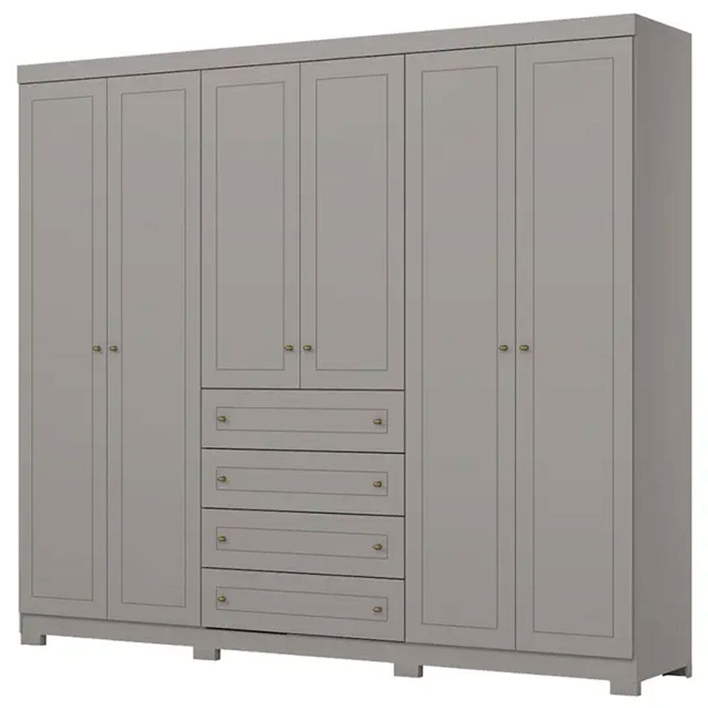 Guarda Roupa Casal Americano 6 Portas Bater 4 Gavetas Henn