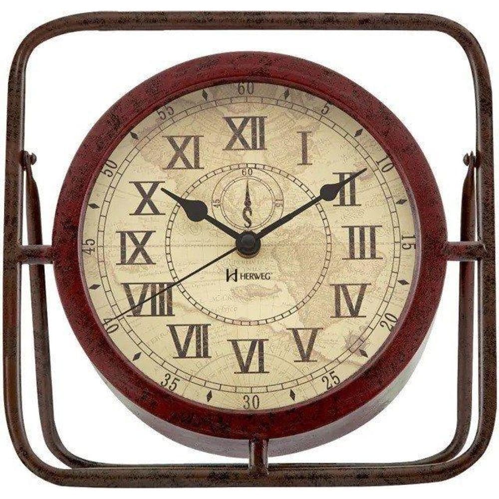 Relógio De Mesa Silencioso 25Cm Retrô Herweg 6487