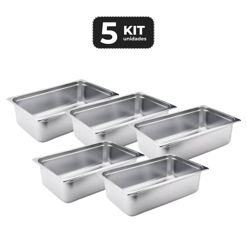 Kit 5 Cuba Sem Alca Inox 1/1 Gn 100 Para Buffet