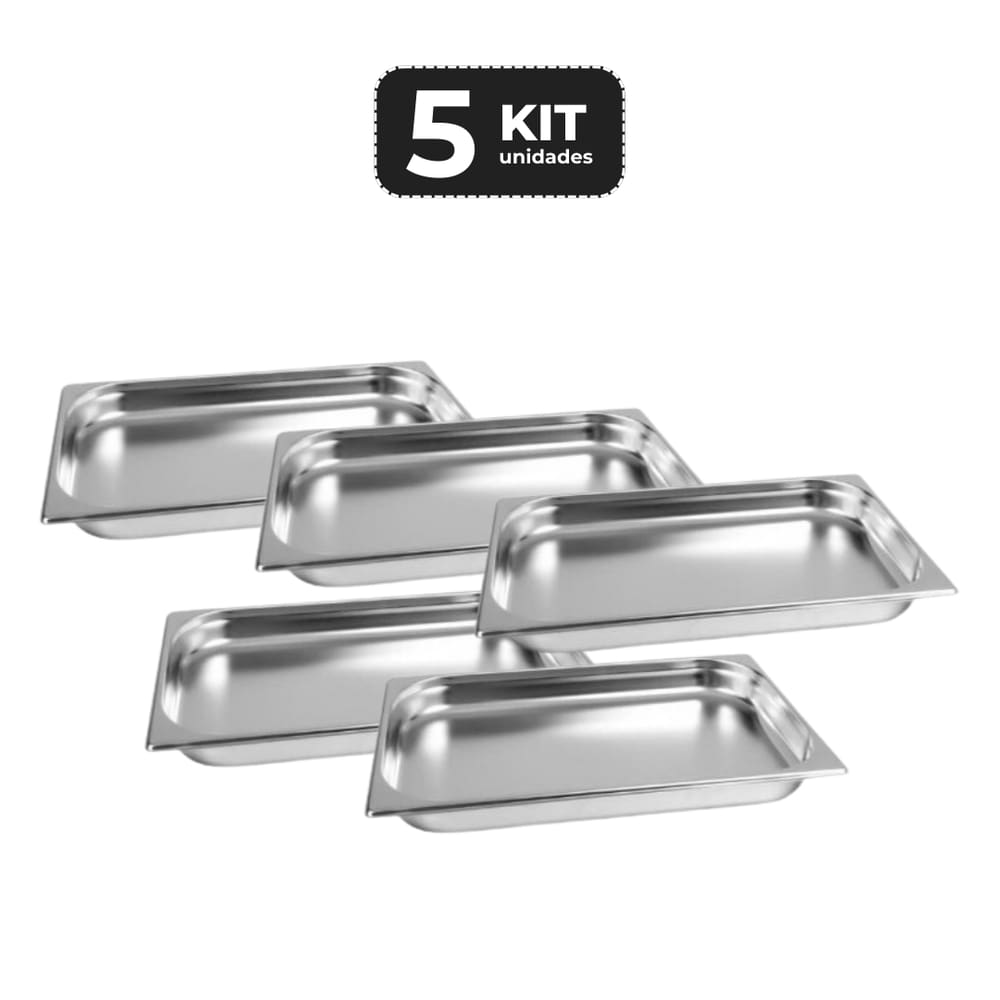 Kit 5 Cuba Sem Alca Inox 1/1 Gn 40 Para Buffet