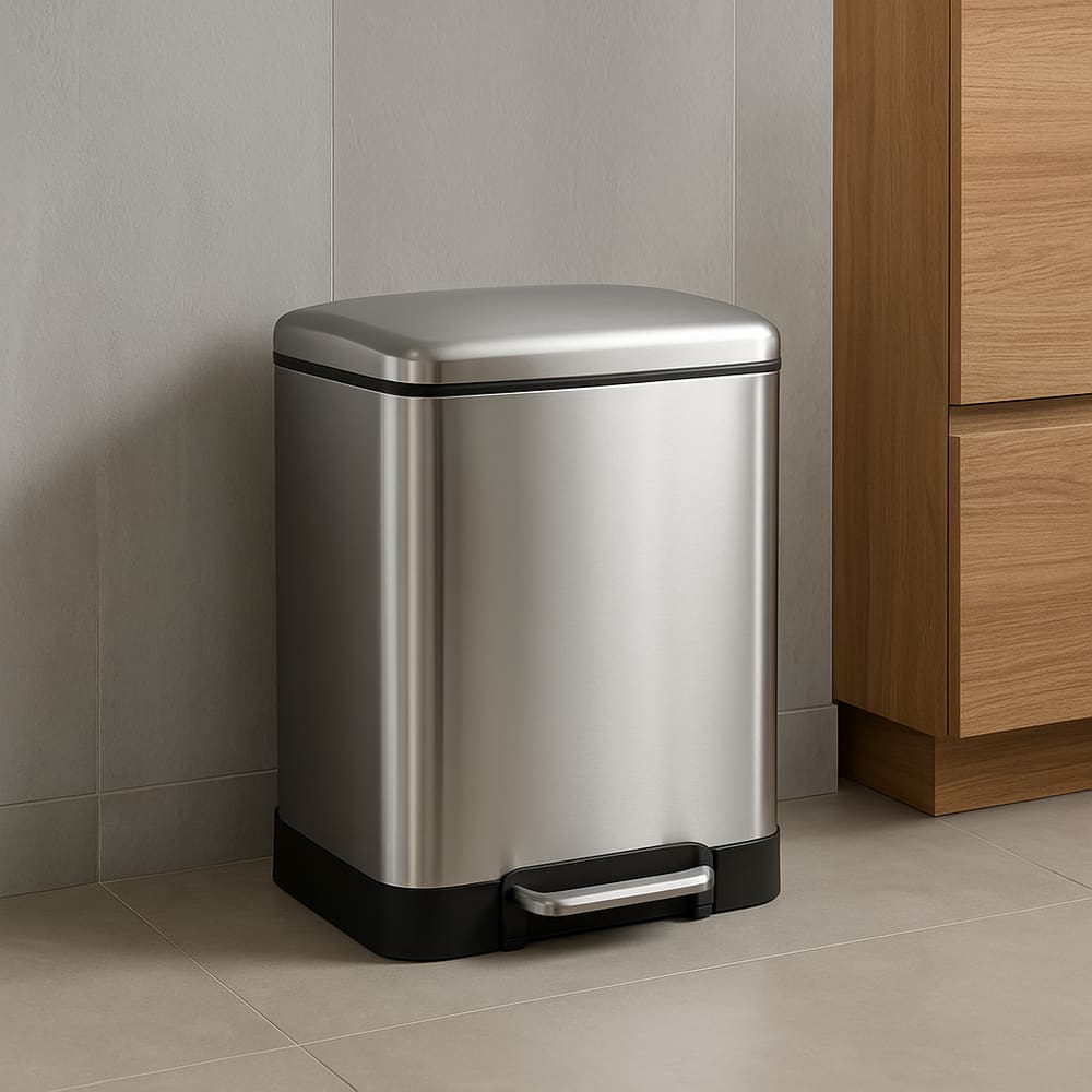 Lixeira Shine Inox 2 Compartimentos Com Amortecedor 24 Litros - Jolitex MEK - 24 Litros