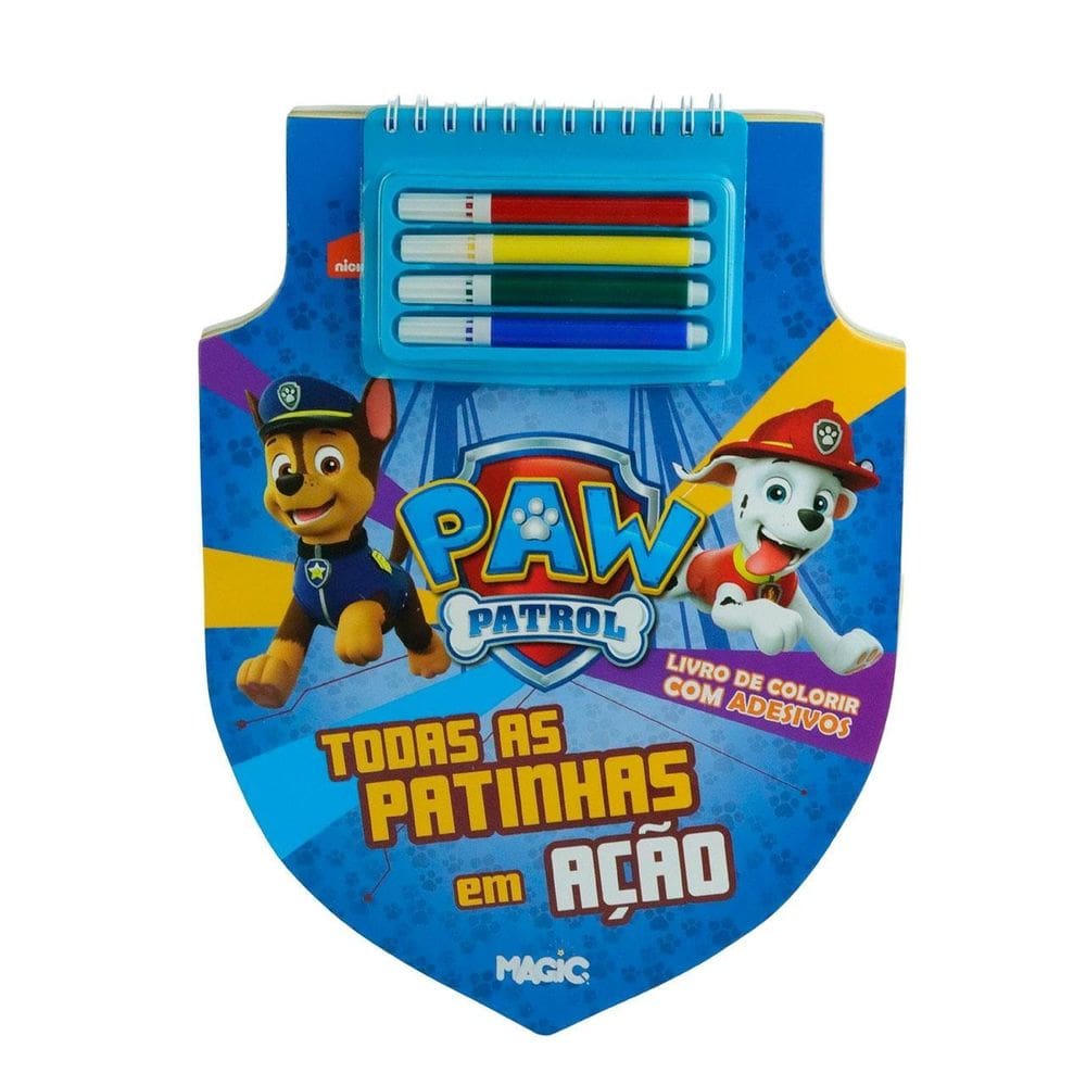 Livro de Colorir com 4 Canetinhas Patrulha Canina - Tudo em Caixa