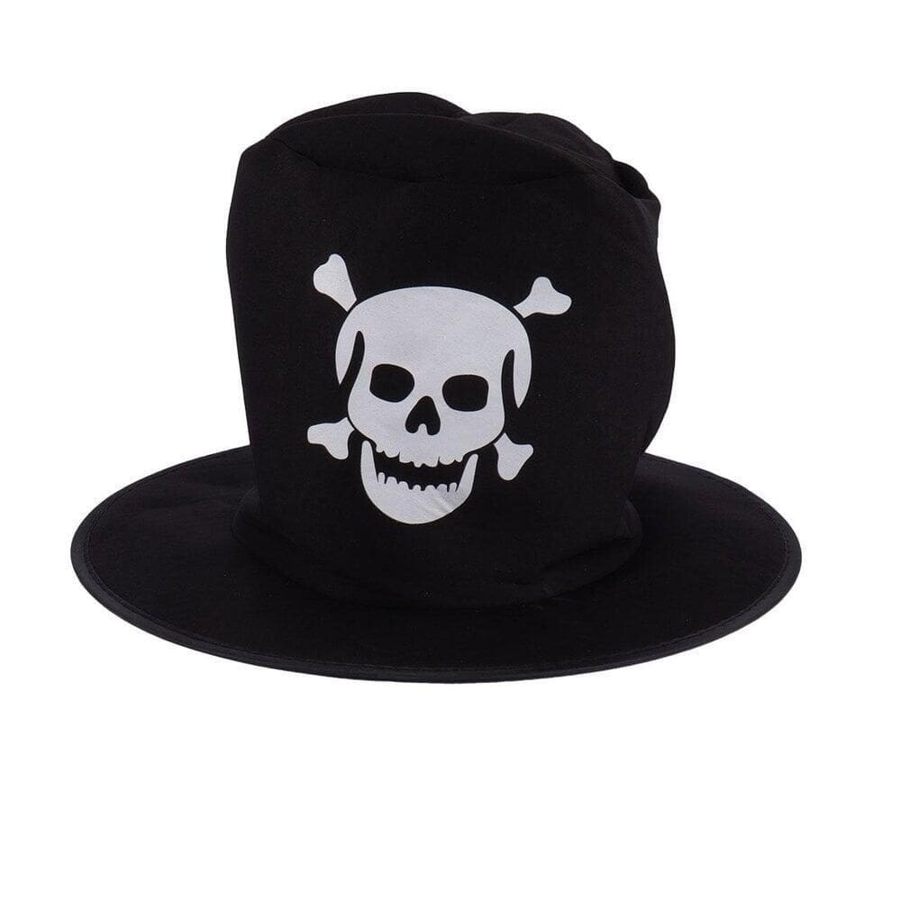 Cartola de Caveira Halloween de Poliéster Preta - Tudo em Caixa