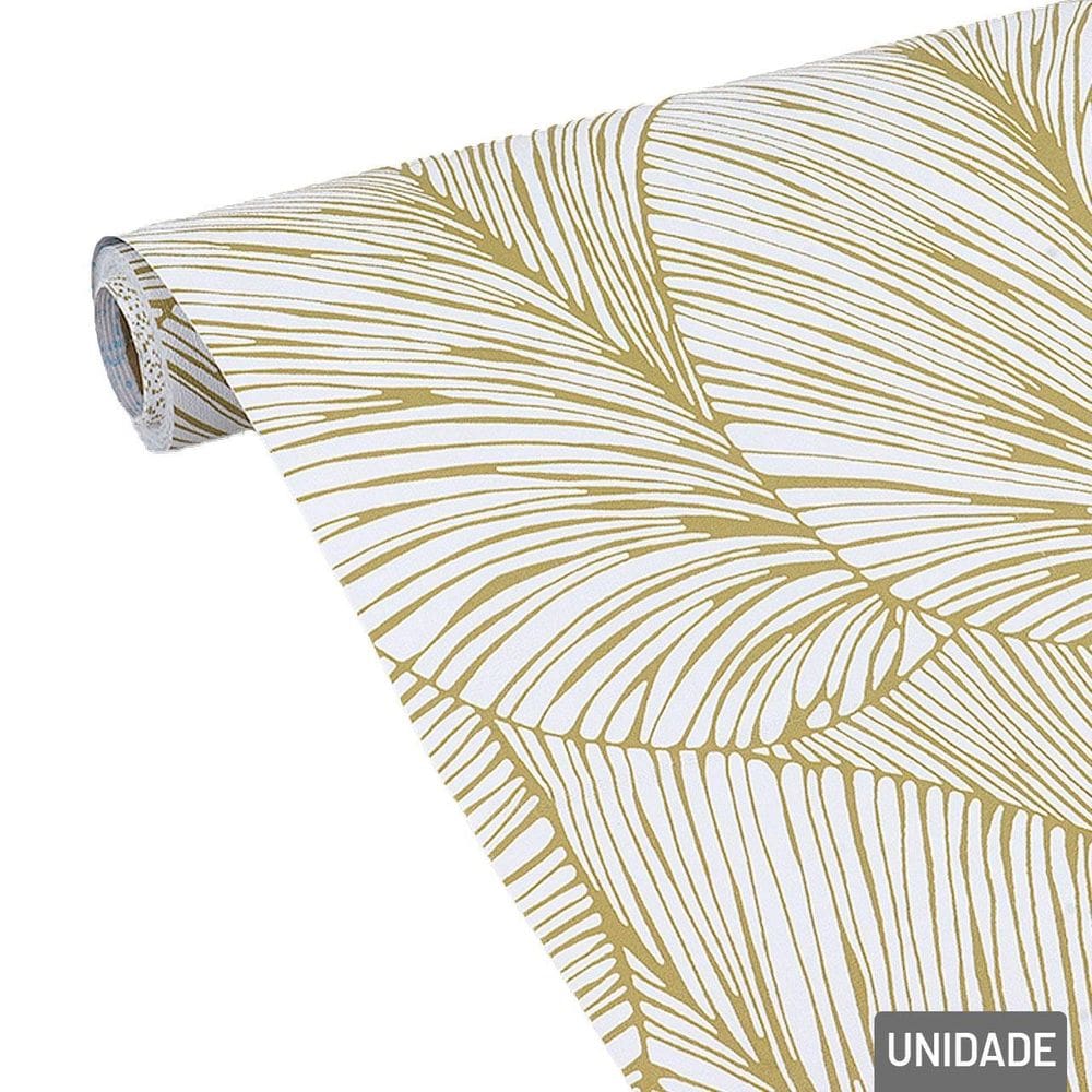 Papel de Parede 45cm X 5m Folhas Douradas - Tudo em Caixa