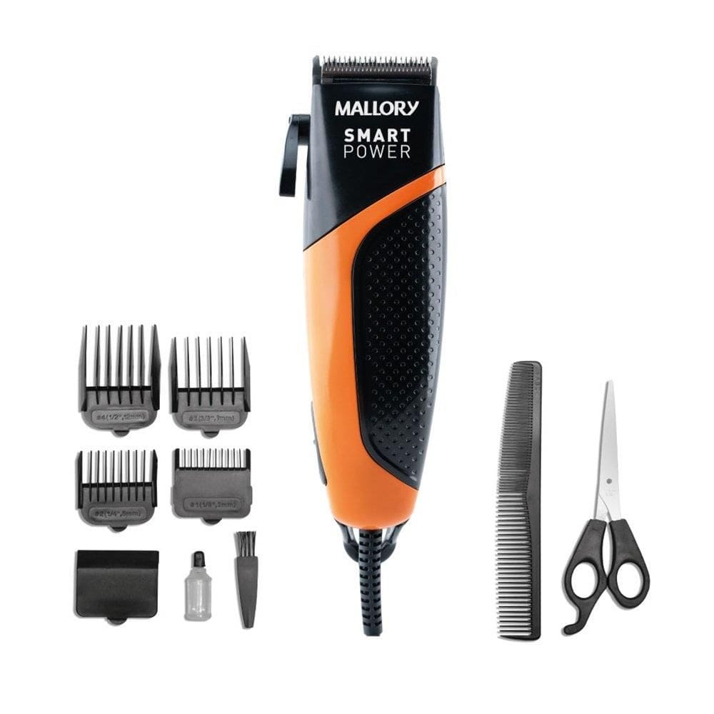 Cortador de Cabelo Mallory Smart Power 9 Acessórios Preto/Laranja
