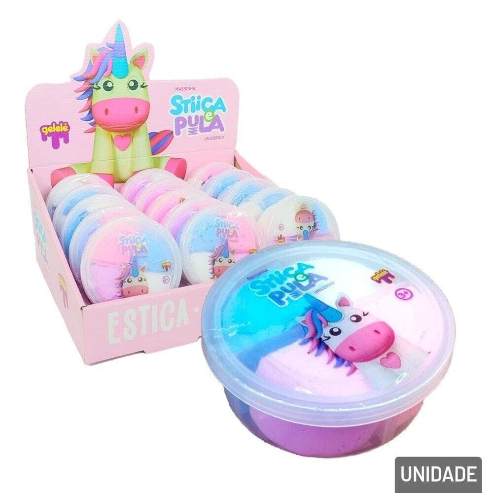 Massinha de Modelar 20g Estica e Pula Unicórnio - Tudo em Caixa