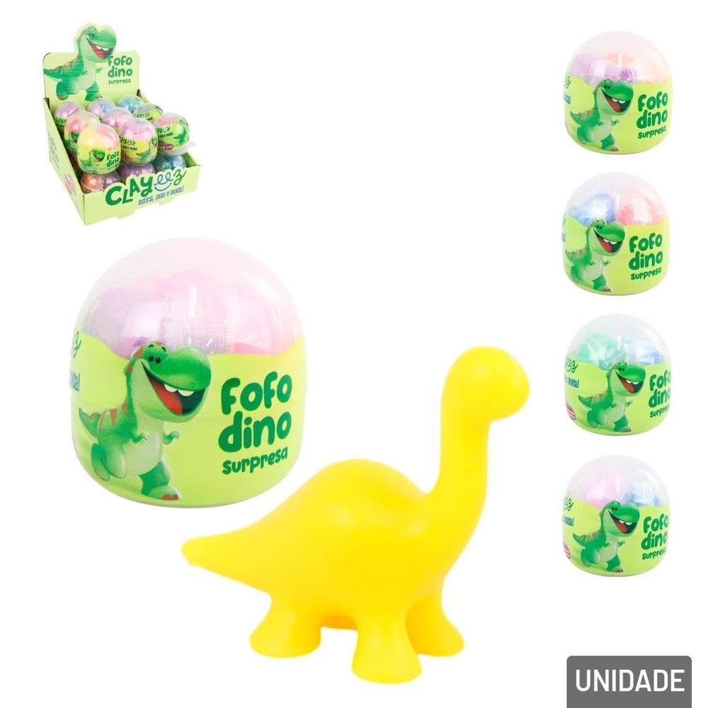 Massinha de Modelar 12g Estica e Pula Fofo Dino - Tudo em Caixa