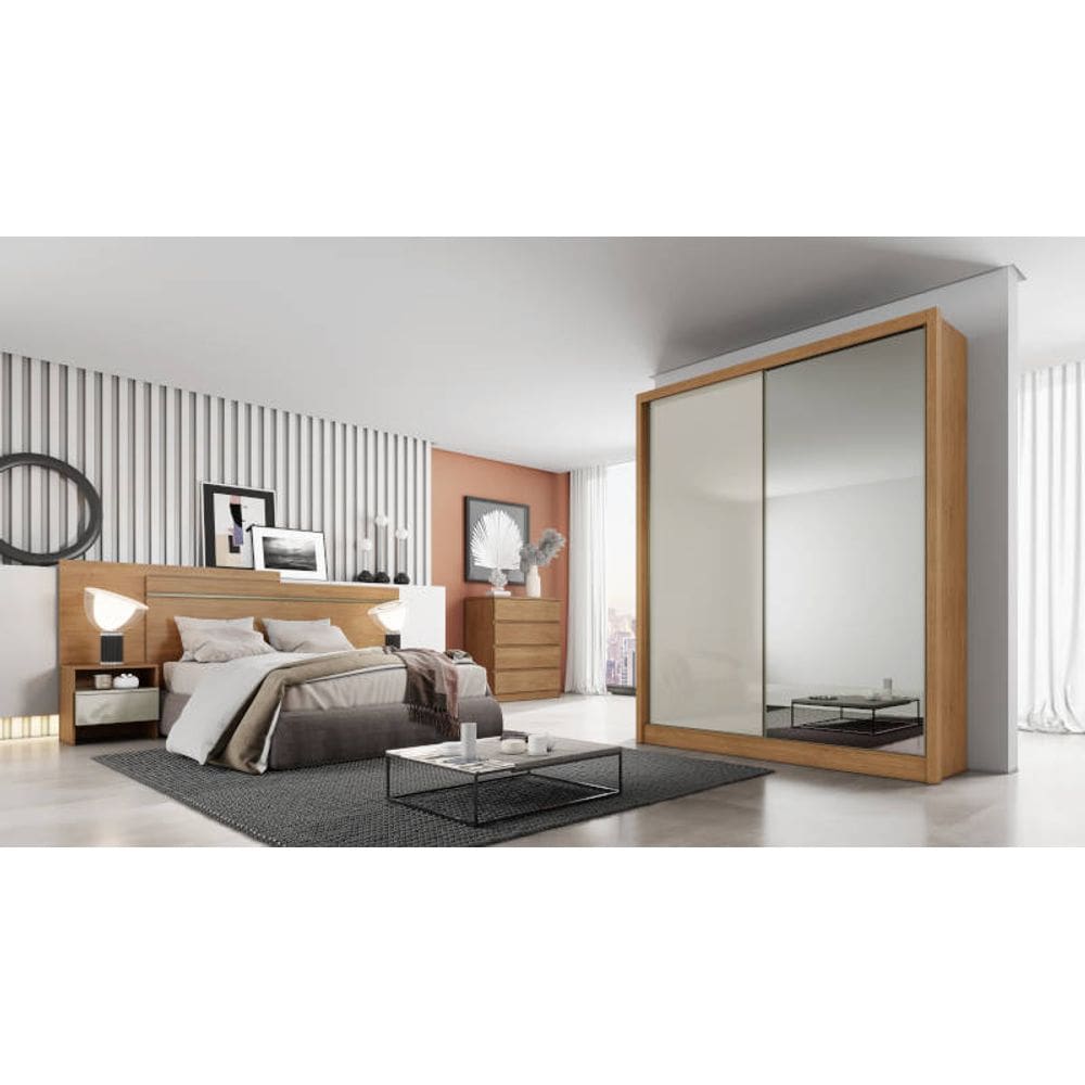 Guarda Roupa Solteiro -Toledo- Cumaru/Fendi - Novo Horizonte