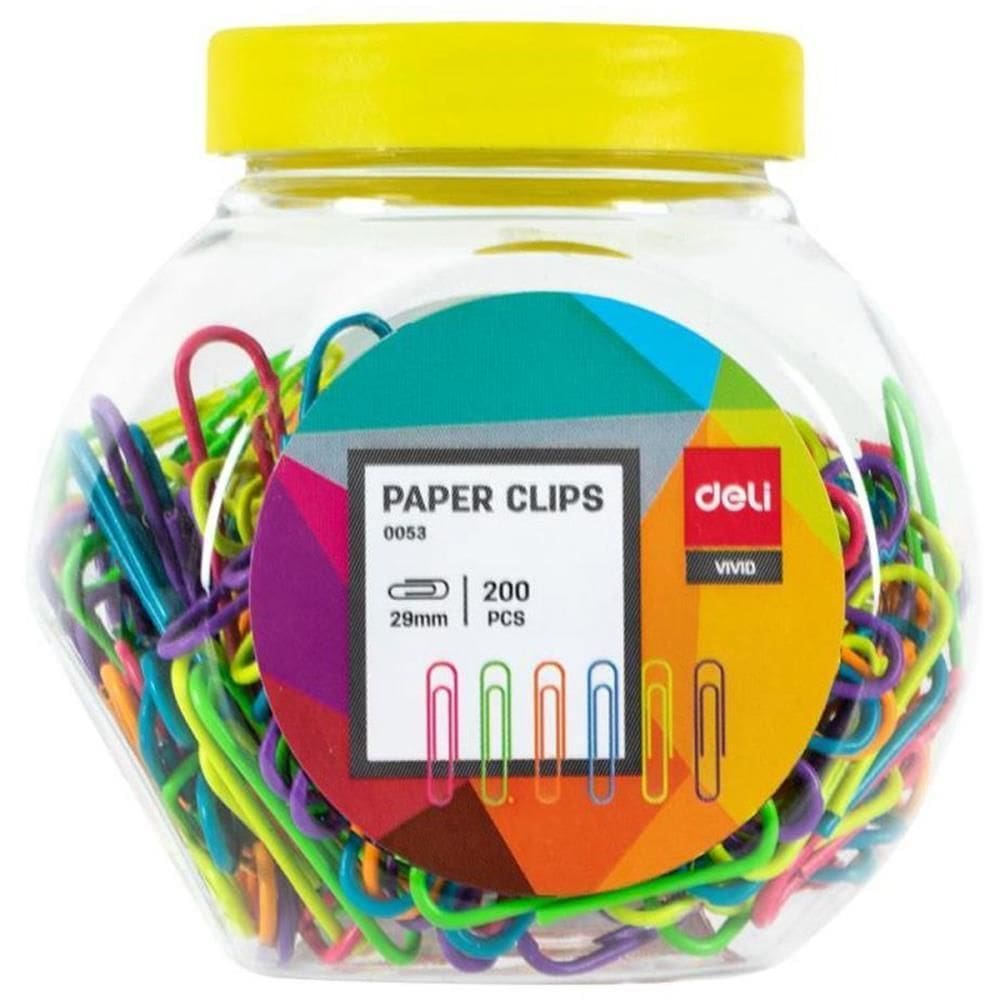 Clipe Colorido 6 Cores Metálicos 200Pçs - Deli