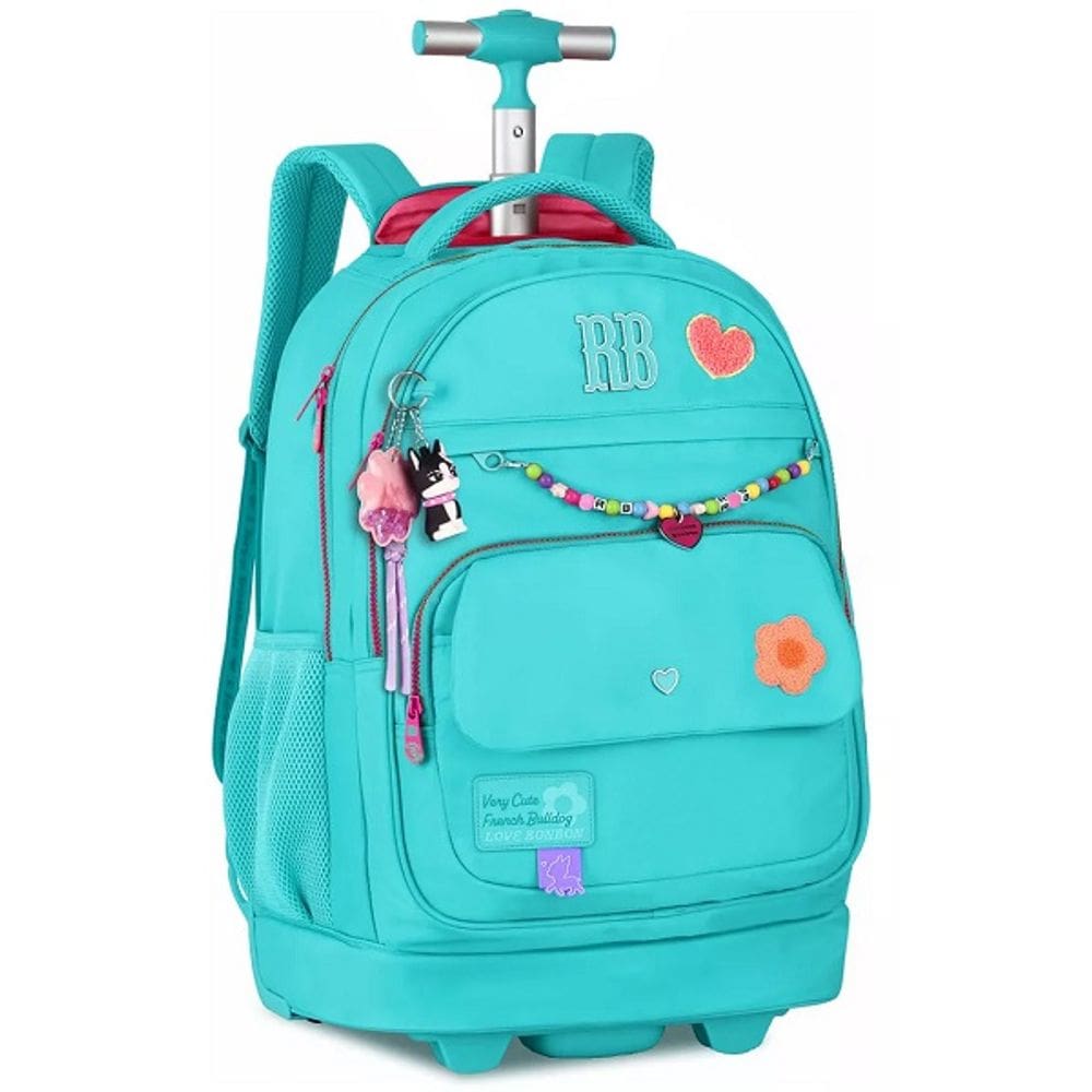 Mochila Escolar de Rodinhas Rebecca Bonbon Miçanga RB24592 Verde