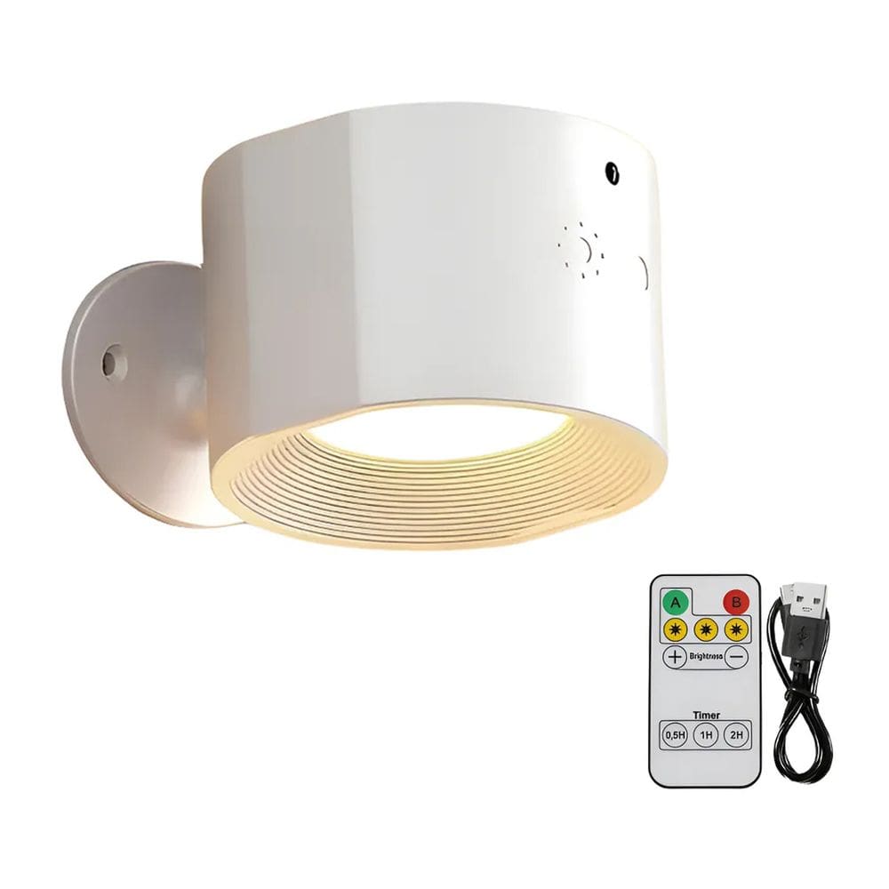 Luminaria Arandela 3 Tons LED USB Bateria Recarregavel Controle Parede Quarto Leitura Trabalho Iluminaçao