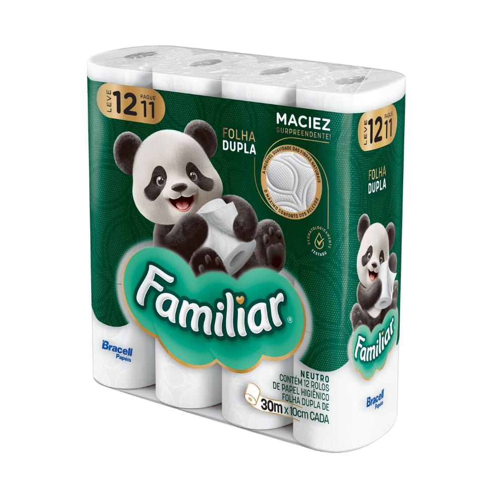 Papel Higiênico Familiar Folha Dupla 30m 12 Rolos