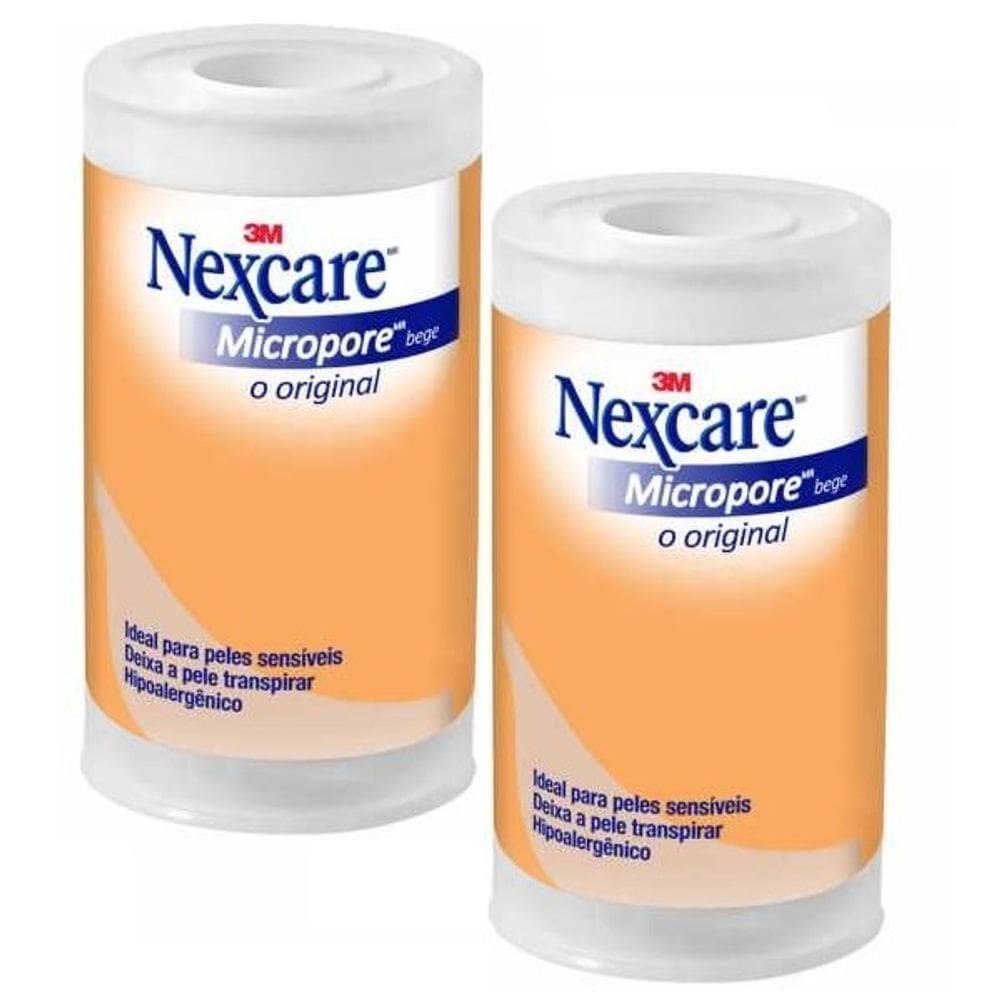 Kit com 2 Fita Micropore Nexcare Bege 100MM X 4,5M