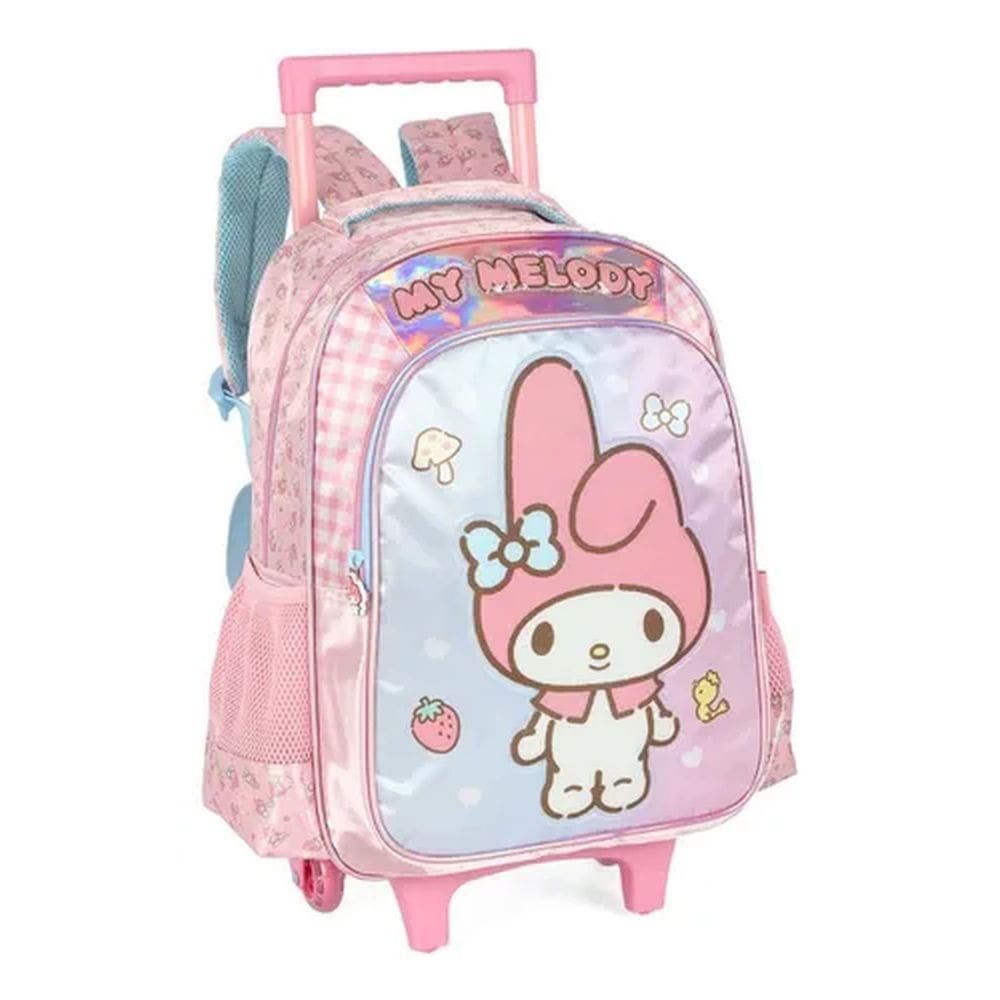 Mochila  De Rodinhas Hello Kitty My Melody Rosa - Luxcel