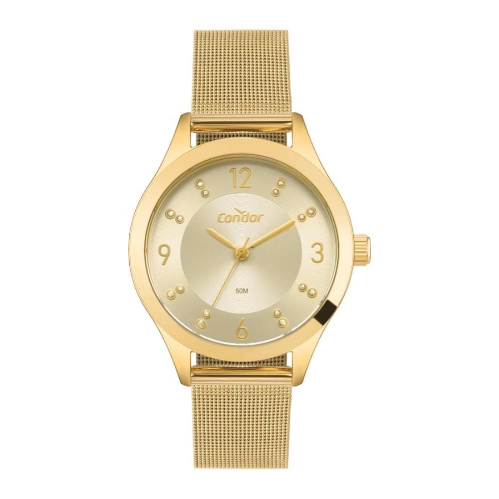 Relógio Condor Feminino Ref: Co2035nqt/4x Casual Mesh Dourado