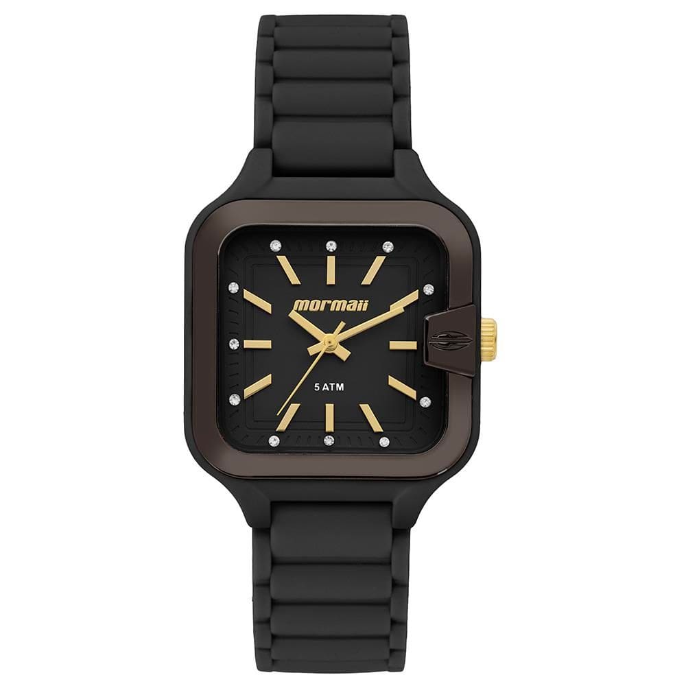 Relógio Mormaii Feminino Ref: Mo2036jr/8p Esportivo Retangular Black