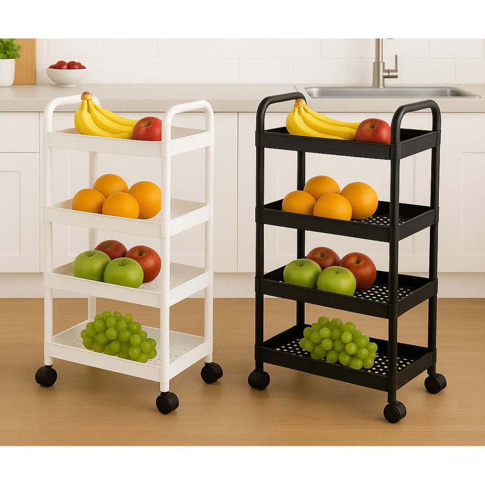 Organizador Móvel Com 4 Prateleiras Para Diversos Itens Com Rodinha Carrinho Organizador Multiuso