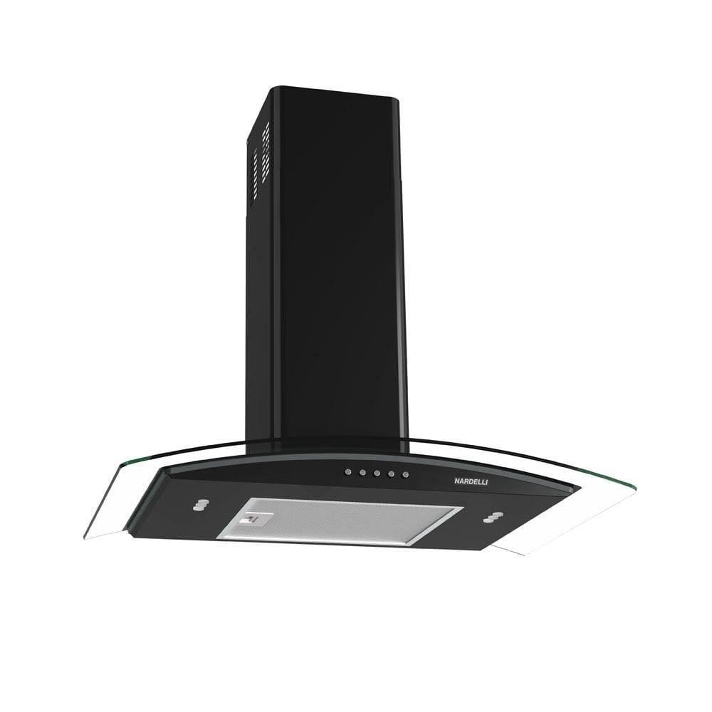 Coifa Parede Nardelli Vidro Curvo Clean 90cm Preta 220V 46010190-03