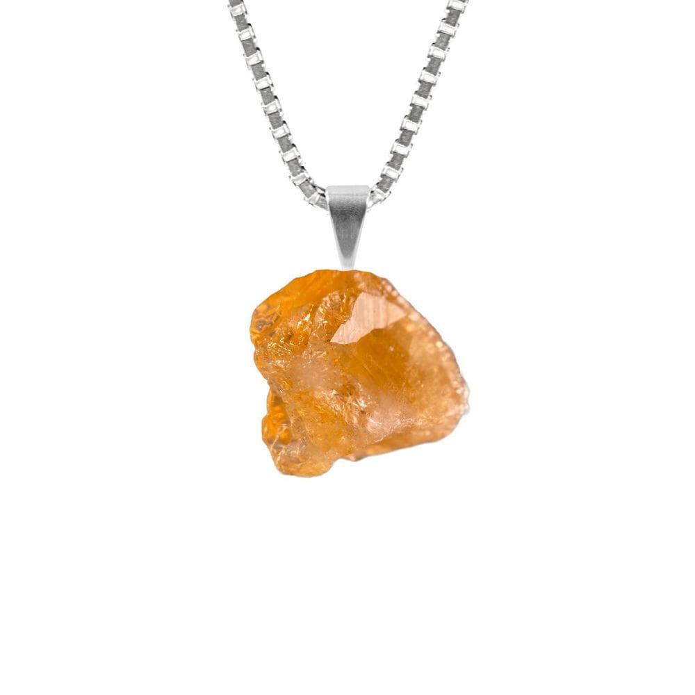 Colar 50Cm Prata 925 Citrino Bruto Verdadeiro Ponte Vecchio