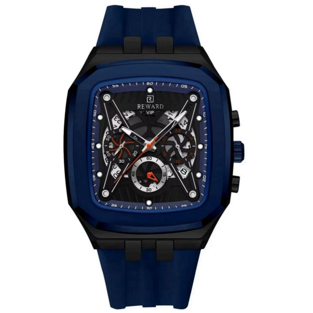 Relógio de quartzo masculino design retangular à prova d´gua casual