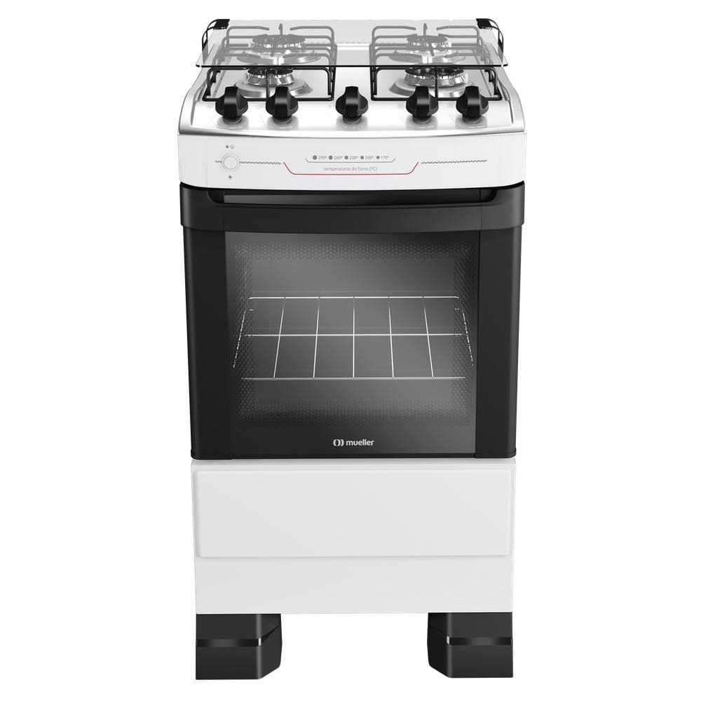 Fogão Mueller 4 Bocas com Mesa Inox e Acendimento Automático Total Branco MFI4BF Bivolt