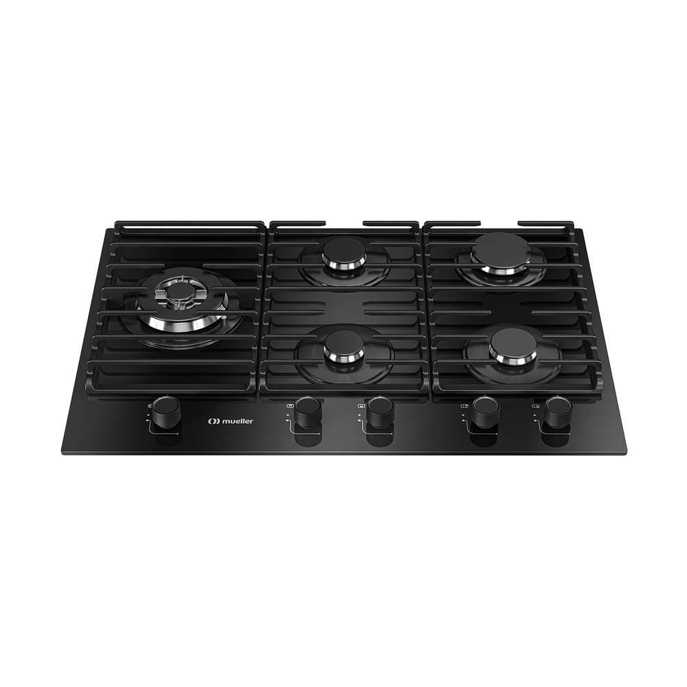 Cooktop Mueller 5 Bocas a Gás com Mesa de Vidro Tripla Chama Preto MCG5BM Bivolt