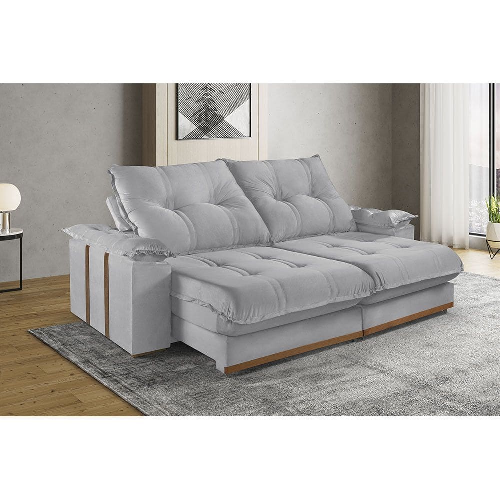 Sofá Retrátil e Reclinável 5 Lugares M-193 2,90m Molas Ensacadas Pillow Top Estofados Martins