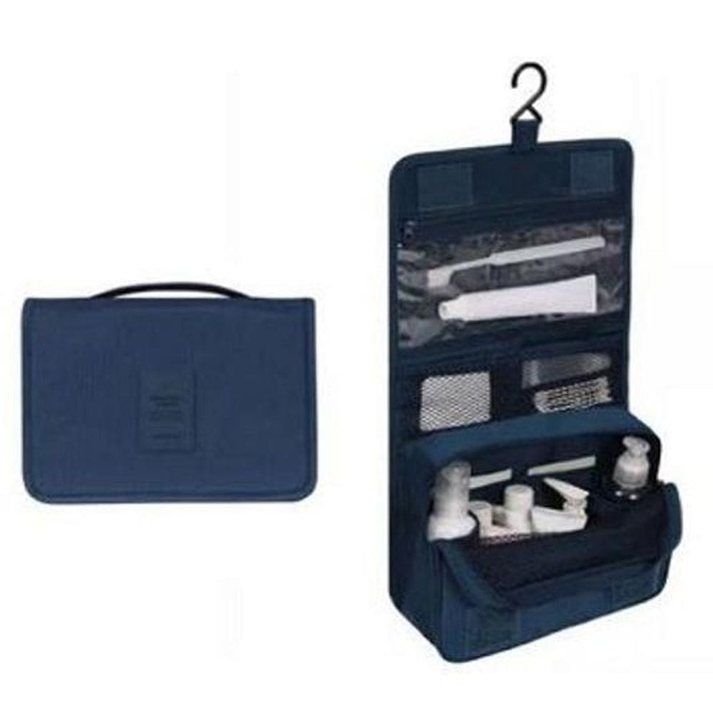 Necessaire Em Nylon Organizadora Higiene Viagem Cor:Azul