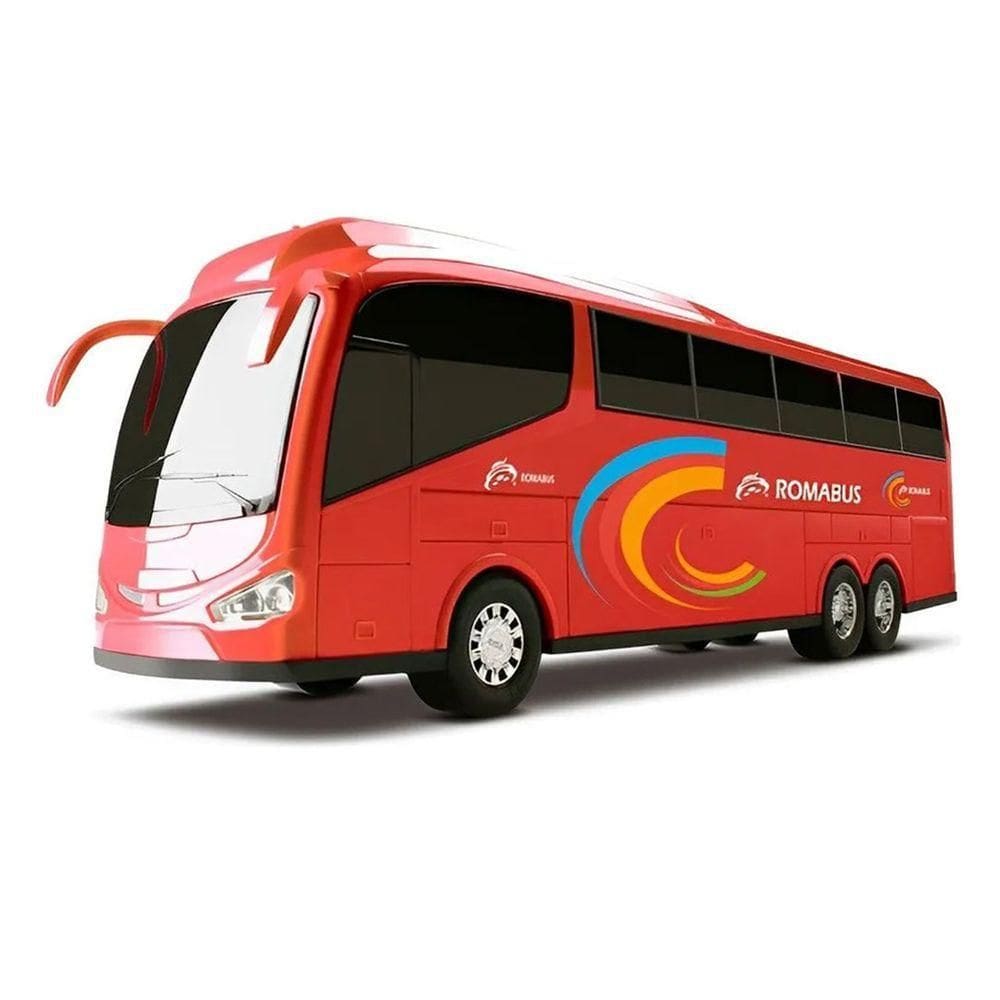 Miniatura Carrinho ônibus Roma Bus Executivo Roda Livre Vermelho